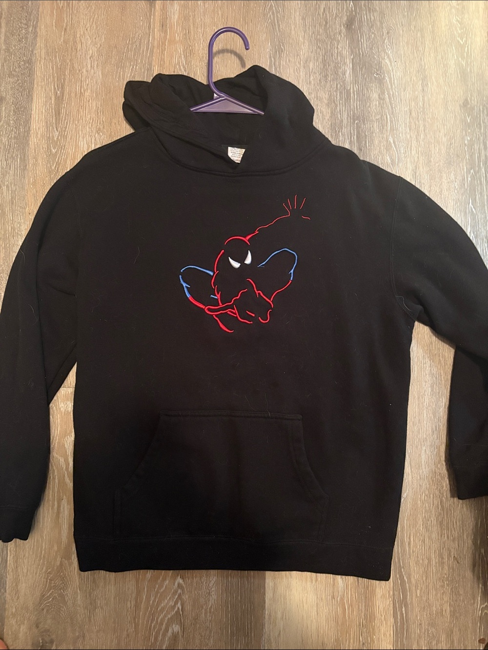Spider-Man Universal Studios‎ Marvel Hoodie Black Embroidered Logo Child XL